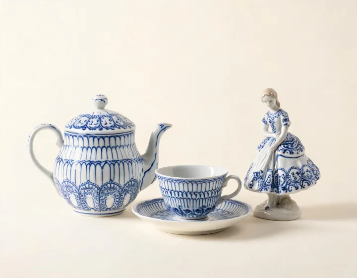 Blue porcelain tea set
