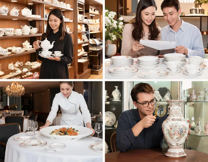 Porcelain gifting recipient scenes