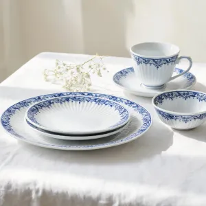 Blue fluted porcelain table setting